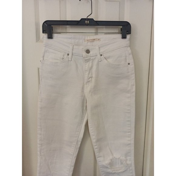 Women's Levi's 721 High Rise Frayed Hem Distressed Skinny Jeans Size 27 - Picture 3 of 8